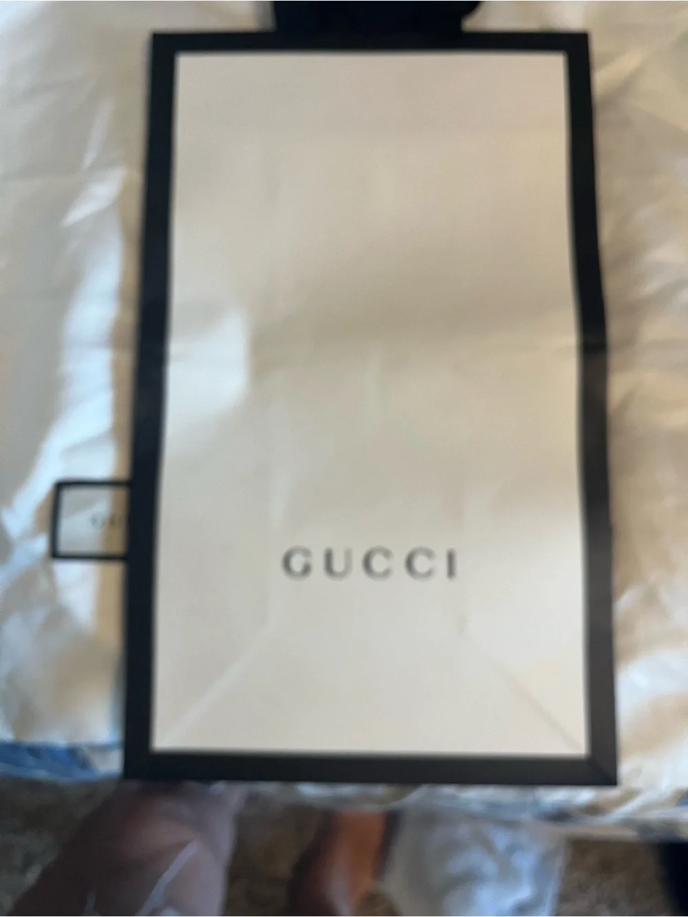 Gucci White Dust Bag with Black Border and Logo